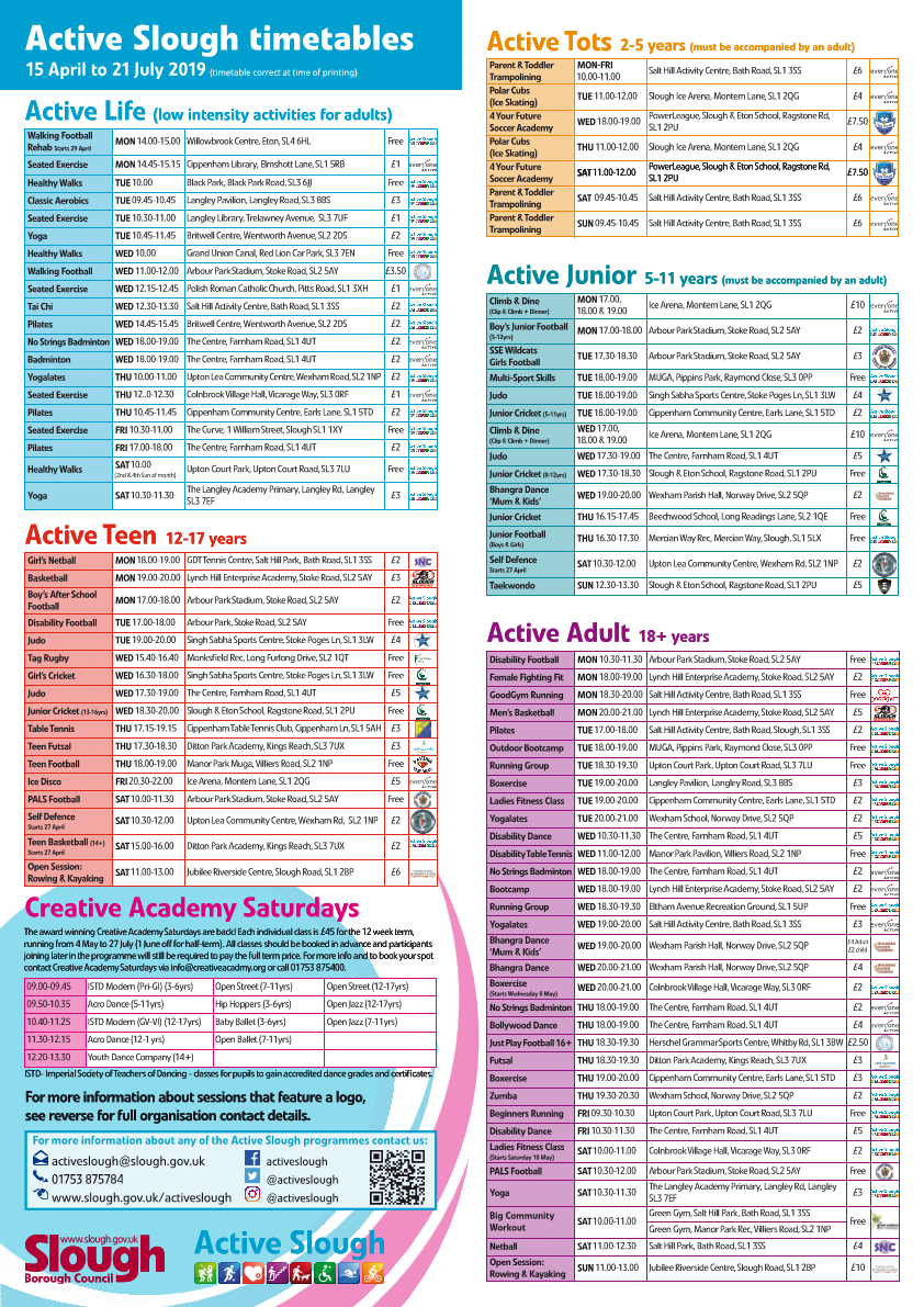 Slough Active Timetable